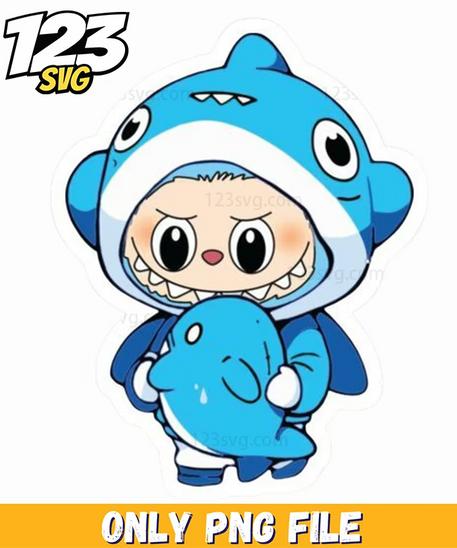 blue shark labubu png, labubu shark png, shark labubu png transparent - 123SVG Store