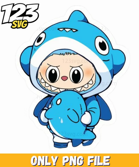 blue shark labubu png, labubu shark png, shark labubu png transparent - 123SVG Store