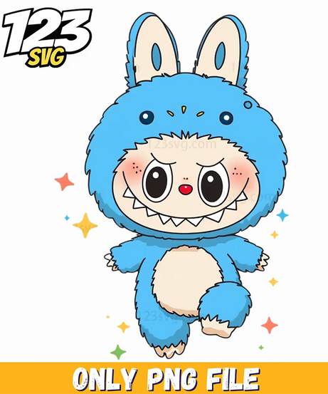 blue sparkle bunny labubu png, labubu png bunny, labubu sparkle bunny - 123SVG Store