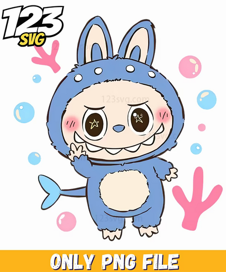 blue underwater labubu png, all colorful labubu characters png, labubu candy png - 123SVG Store