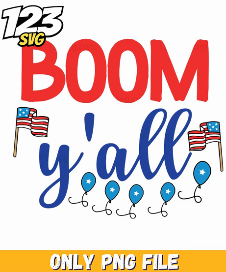 boom yall flags balloons png, patriotic balloons and flags, balloons and flags png - 123SVG Store