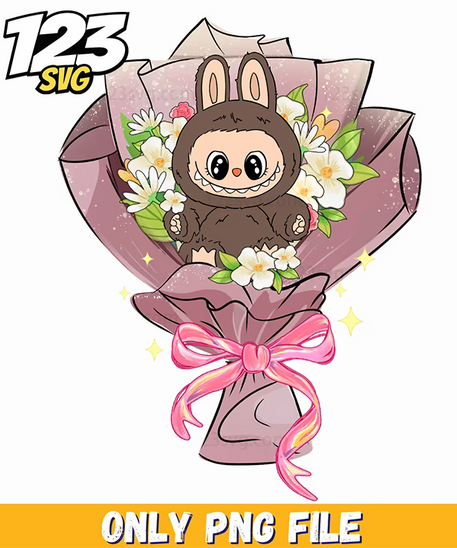 brown bouquet labubu png, labubu bouquet, labubu bouquet png - 123SVG Store