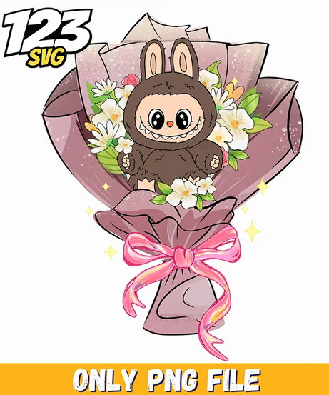 brown bouquet labubu png, labubu bouquet, labubu bouquet png - 123SVG Store