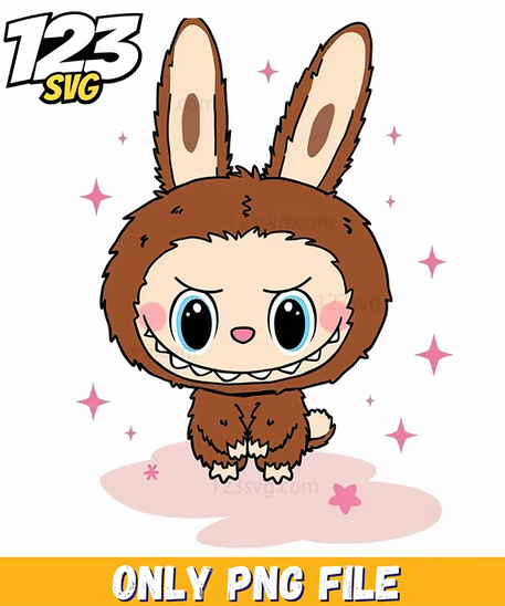 brown bunny labubu png, brown labubu png, brown flowers labubu png - 123SVG Store