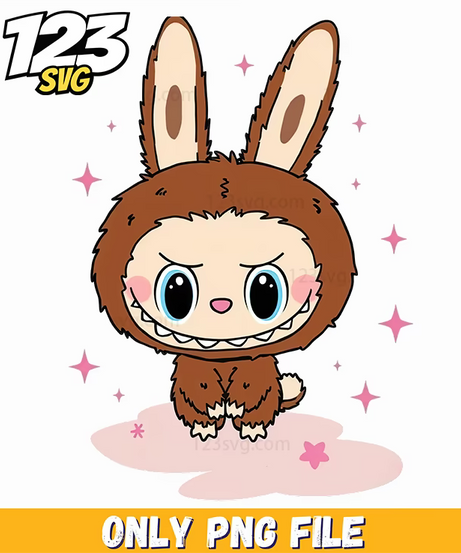 brown bunny labubu png, brown labubu png, brown flowers labubu png - 123SVG Store