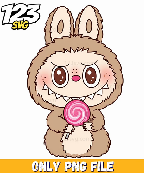 brown bunny lollipop labubu png, all types of labubu png, cute labubu png - 123SVG Store
