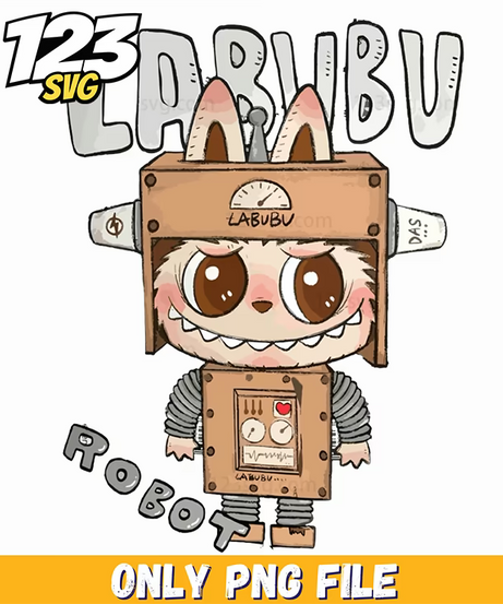cardboard robot labubu png, robot labubu png, labubu png - 123SVG Store