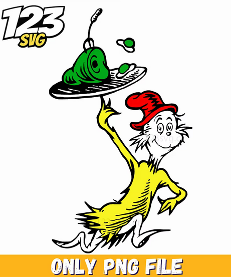 cat in the hat balancing fish dr seuss png, dr seuss characters png, dr seuss characters valentine's day png - 123SVG Store