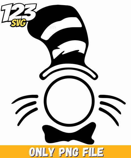 cat in the hat monogram circle dr seuss png, kpop hero png, kpop hunter cat png - 123SVG Store