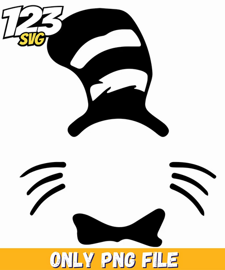 cat in the hat monogram outline dr seuss png, kpop hero png, kpop hunter cat png - 123SVG Store