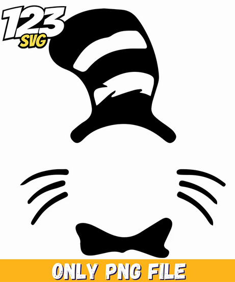 cat in the hat monogram outline dr seuss png, kpop hero png, kpop hunter cat png - 123SVG Store