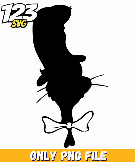 cat in the hat side silhouette dr seuss png, dr seuss characters png, christmas demon hunter png - 123SVG Store