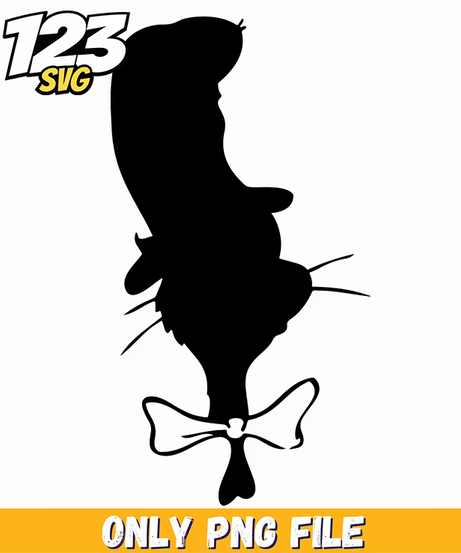 cat in the hat side silhouette dr seuss png, dr seuss characters png, christmas demon hunter png - 123SVG Store