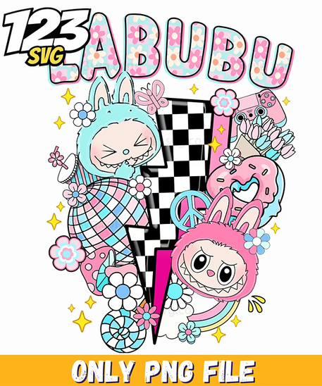 checkerboard pastel labubu png, pastel labubu png, labubu pastel png - 123SVG Store