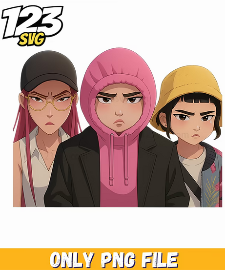 chibi girls kpop png, kpop cartoon png, cute chibi girls huntrix png - 123SVG Store