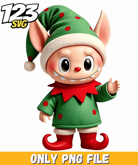 christmas elf labubu png, labubu christmas png, labubu elf png - 123SVG Store