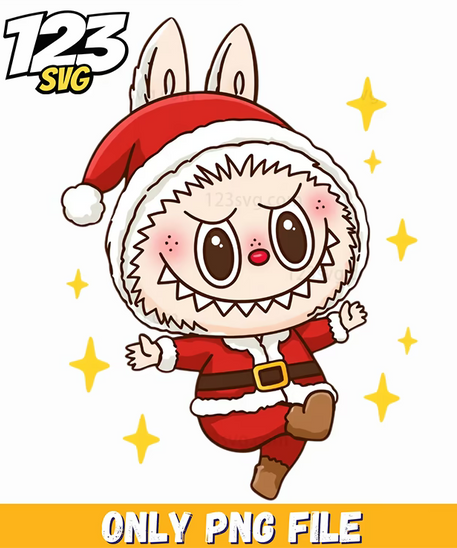 christmas santa labubu png, merry christmas labubu, labubu toys svg - 123SVG Store