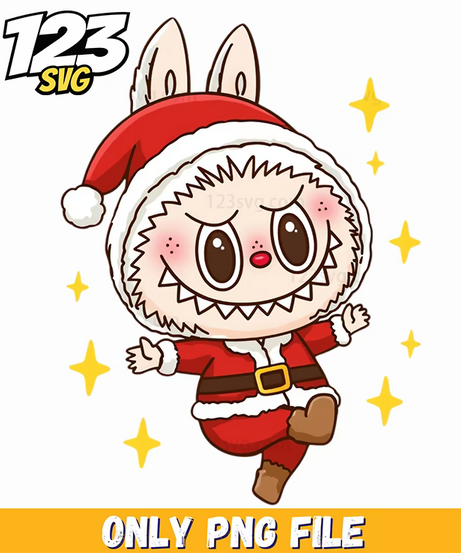 christmas santa labubu png, merry christmas labubu, labubu toys svg - 123SVG Store