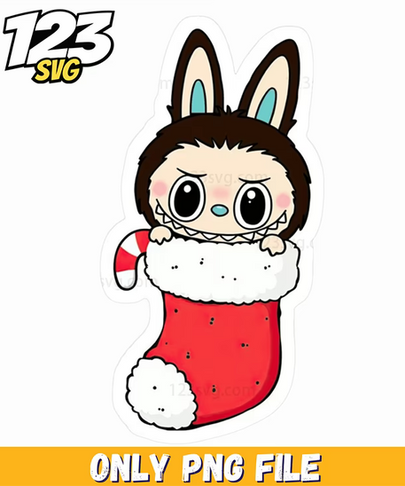 christmas stocking labubu png, labubu christmas stocking, labubu stocking png - 123SVG Store