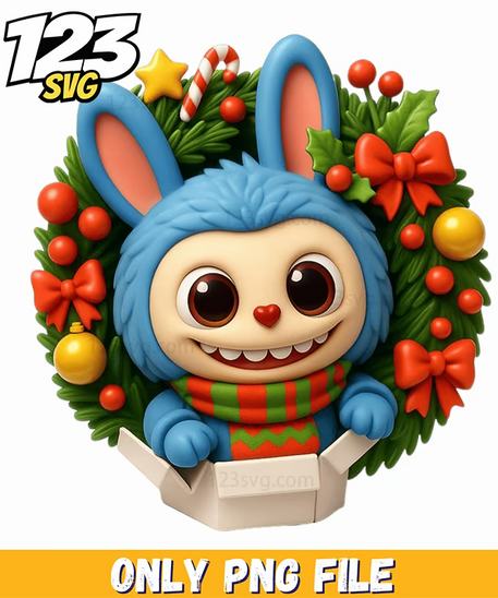 christmas wreath bunny png, christmas bunny decorations, bunny christmas decorations - 123SVG Store