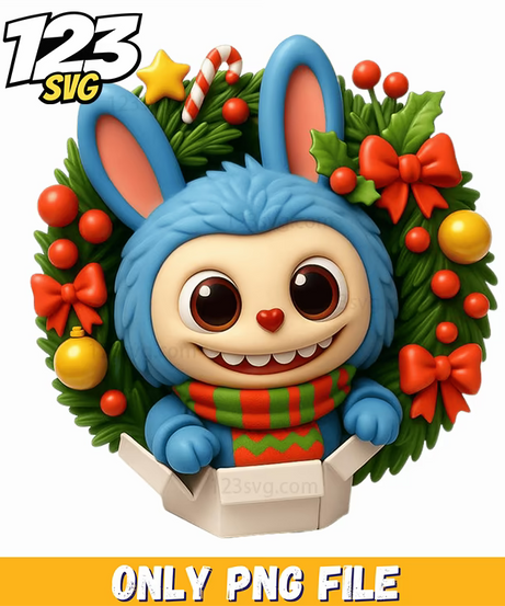 christmas wreath bunny png, christmas bunny decorations, bunny christmas decorations - 123SVG Store