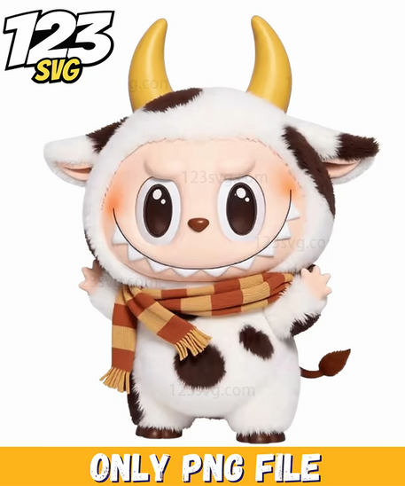 cow costume labubu funny png, cow costume funny labubu, cartoon labubu funny costume - 123SVG Store
