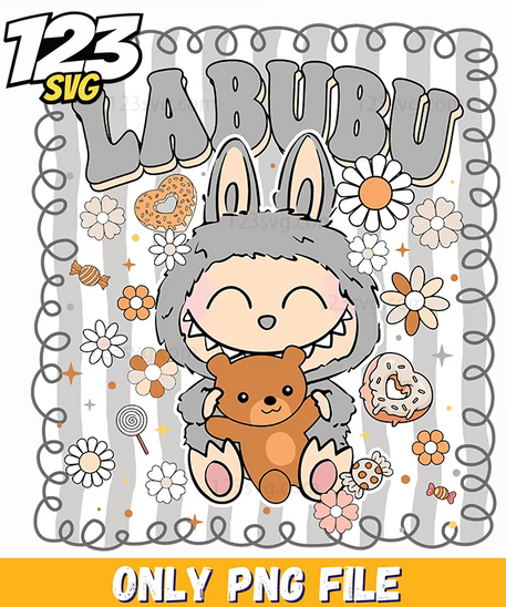cozy teddy labubu png, labubu cute teddy bear, labubu teddy bear png - 123SVG Store
