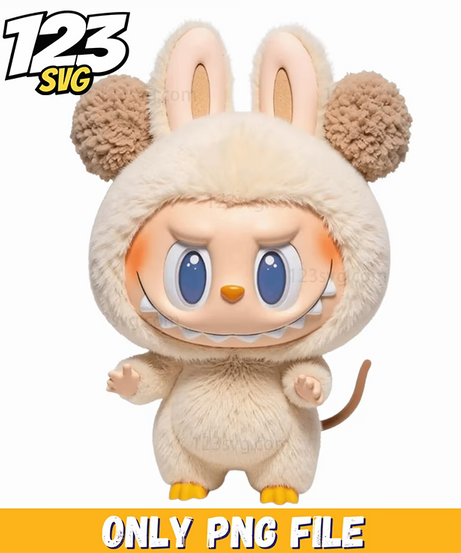 cream teddy bunny labubu png, labubu teddy bear, teddy bear labubu cream - 123SVG Store