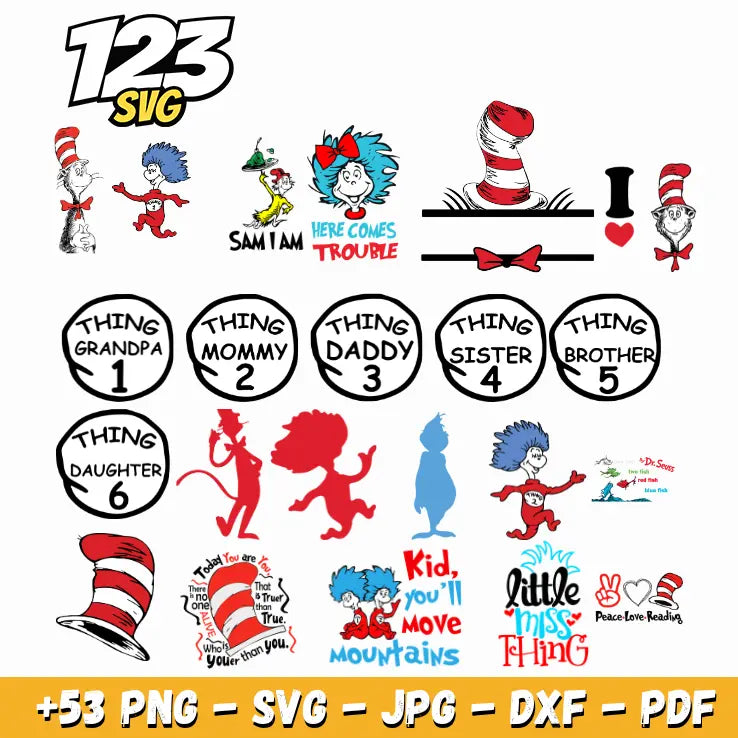 Cricut Dr Seuss SVG Bundle for Shirts & DIY Crafts