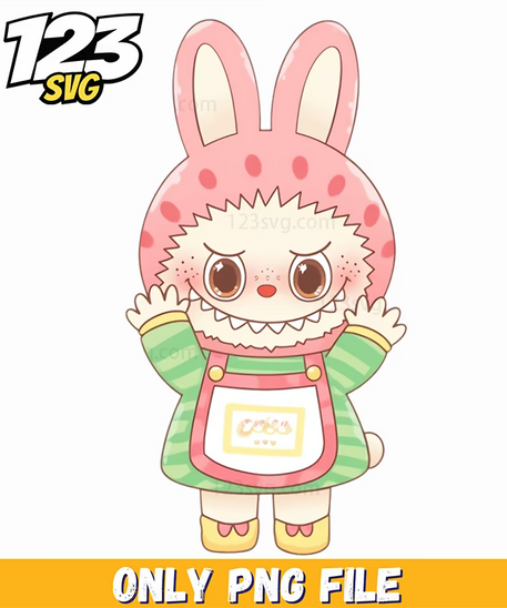 cute bunny apron labubu png, cute labubu png, labubu cartoon png - 123SVG Store