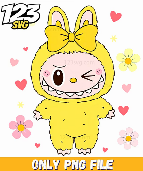 cute labubu flower hearts png, labubu flower png, labubu blind box png - 123SVG Store