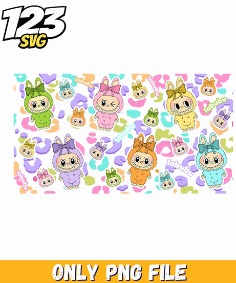 cute labubu seamless pattern png, seamless labubu print, labubu seamless pattern - 123SVG Store