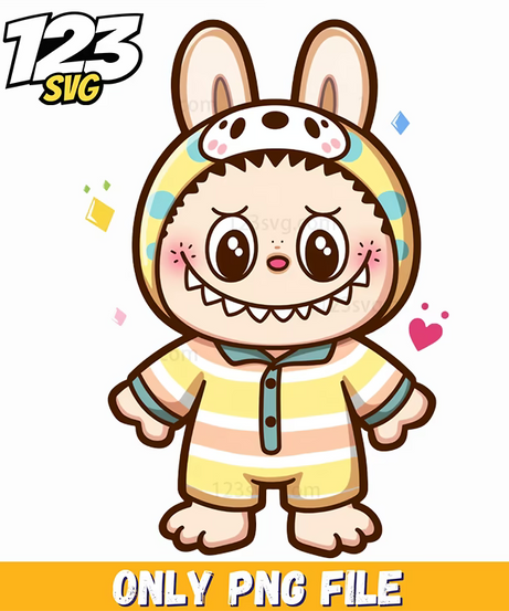 cute striped bunny labubu png, labubu cute bunny, cute labubu bunny png - 123SVG Store