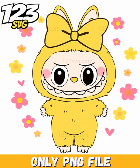 cute yellow labubu png, cute yellow labubu cute design png, have a seat yellow labubu png - 123SVG Store