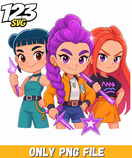 demon hunter png, kpop demon hunters png, korean idol demon hunters png - 123SVG Store