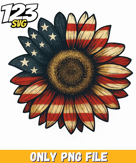 distressed usa sunflower png, usa sunflower clipart, distressed sunflower clipart - 123SVG Store