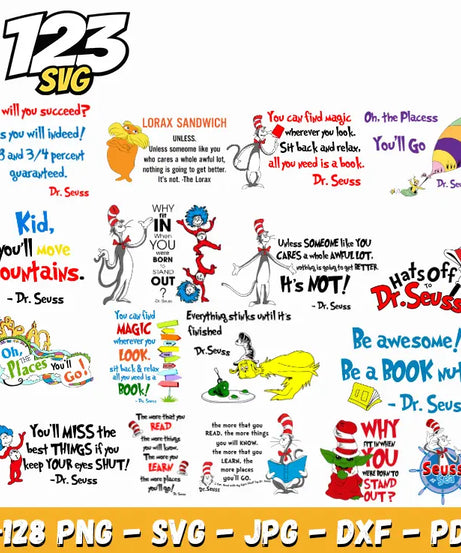 Dr Seuss Quotes SVG Bundle for Cricut & Teachers