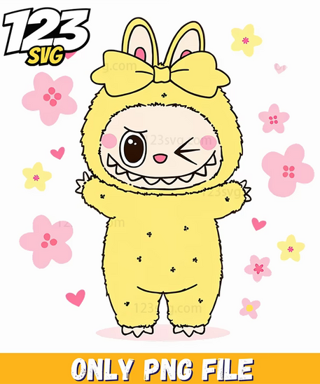 floral labubu character png, labubu characters png, labubu characters png - 123SVG Store