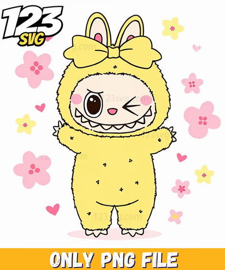 floral labubu character png, labubu characters png, labubu characters png - 123SVG Store
