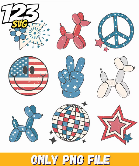 fourth of july elements mix png, 4th of july elements, 4th of july png - 123SVG Store