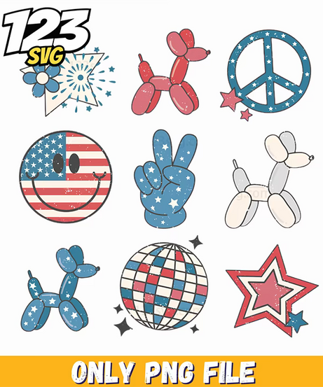 fourth of july elements mix png, 4th of july elements, 4th of july png - 123SVG Store