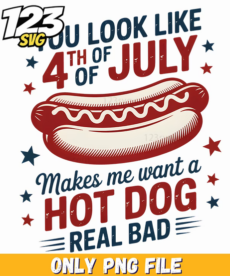 fourth of july hotdog png 2, 4th of july hot dog real bad png, hot dog png - 123SVG Store