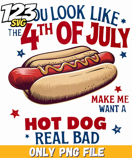fourth of july hotdog png, hot dog png, funny 4th of july png - 123SVG Store