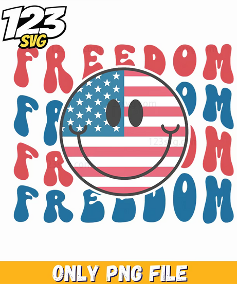freedom repeated font smiley badge png, freedom smiley badge, free font smiley badge - 123SVG Store