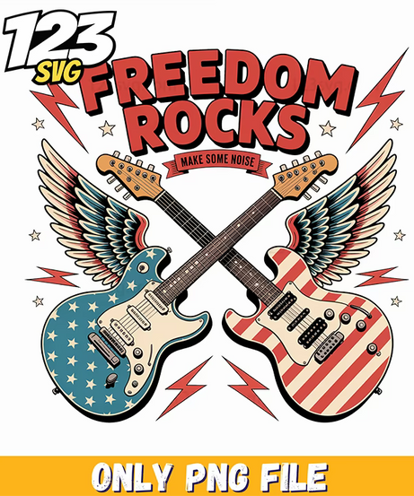 freedom rocks electric guitars graphic png, is freedom inspirational, freedom inspirational tree png - 123SVG Store