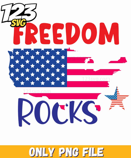 freedom rocks us map flags stars png, us map flags stars, map flags stars us freedom - 123SVG Store