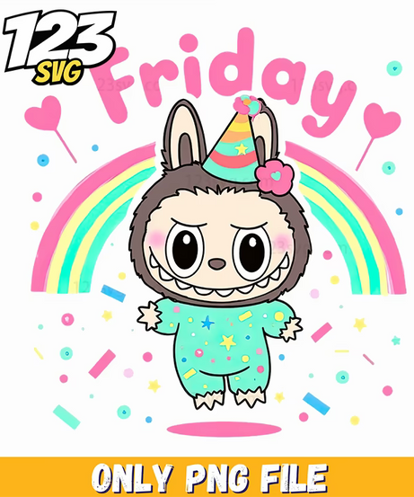 friday party labubu png, cute labubu png, labubu candy png - 123SVG Store