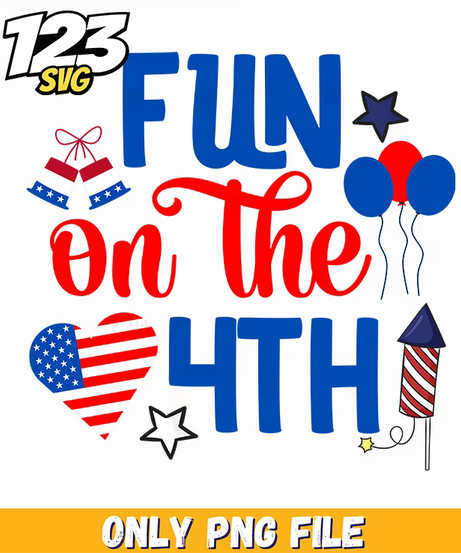 fun on the 4th heart balloons rockets png, 4th of july balloons, 4th of july rockets balloons - 123SVG Store