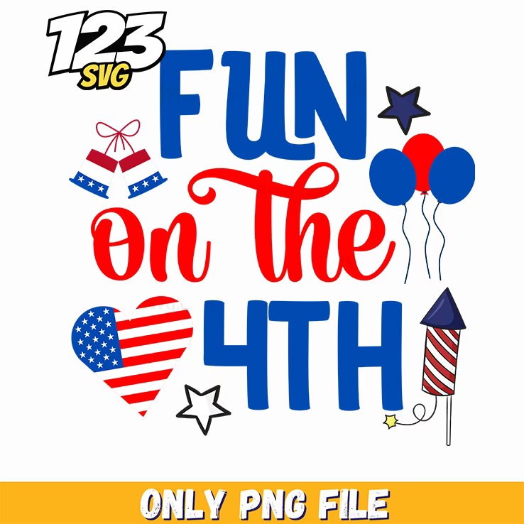 fun on the 4th heart balloons rockets png, 4th of july balloons, 4th of july rockets balloons - 123SVG Store