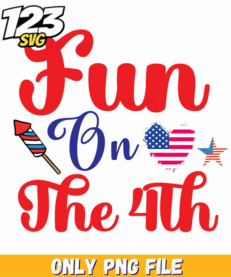 fun on the 4th rocket heart flag stars png, rocket flag heart png, heart flag rocket stars 4th of july - 123SVG Store